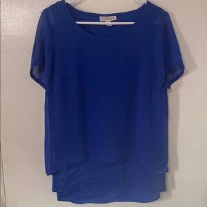 Blue Short Sleeve Layered Top Size M